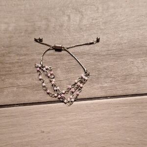 🐬Silver and Pink Beaded Bracelet